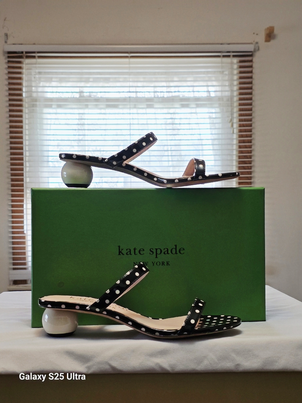 Kate Spade Palm Springs Printed Patent Slide Sandals In Black/Cream Size 7.5B